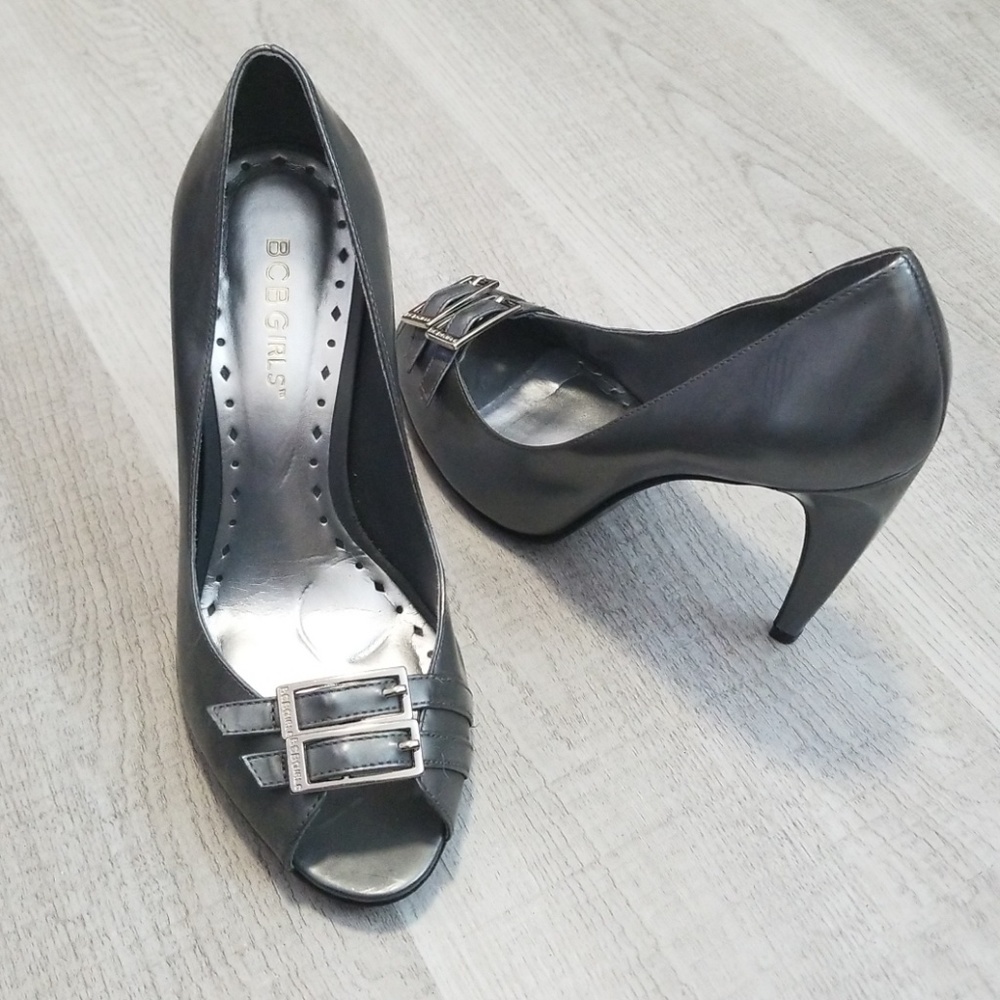 BCBGirls Open Toe Pumps Silver